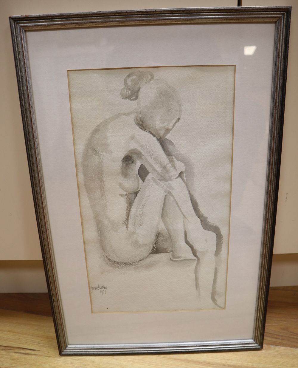 John Skelton (1923-2009), watercolour, Seated female nude, signed and dated 1978, 37 x 22cm